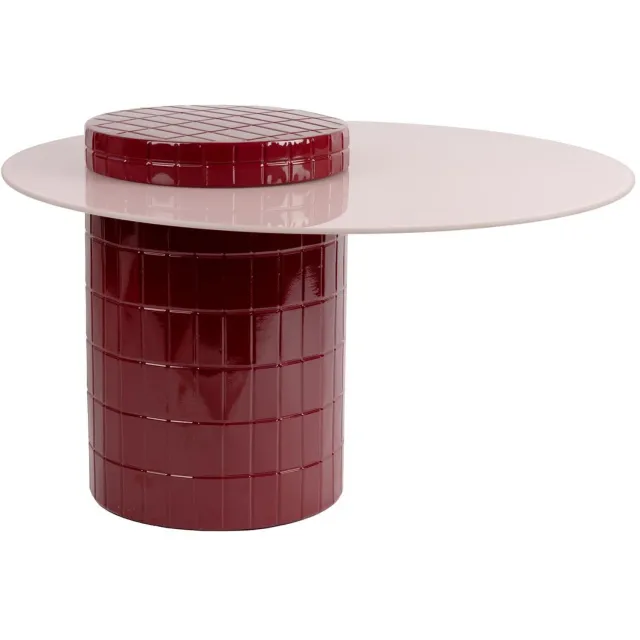 Fameilleur bijzettafel 80xH49cm roze Bowie - glazen design salontafel, voor woonkamer, slaapkamer en hoek naast de bank, woondecoratie voor modern interieur, mooi als cadeau
