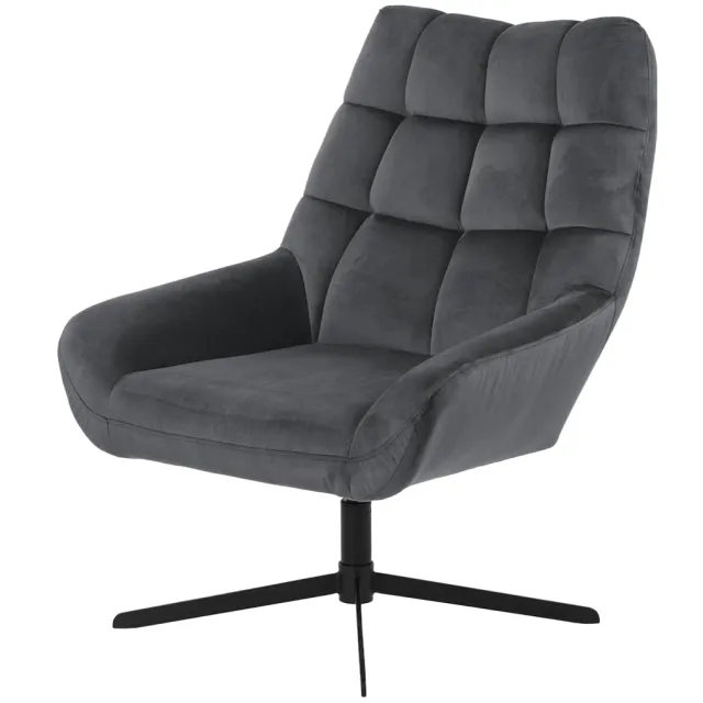 Lisomme Niek draaibare fauteuil velvet donkergrijs