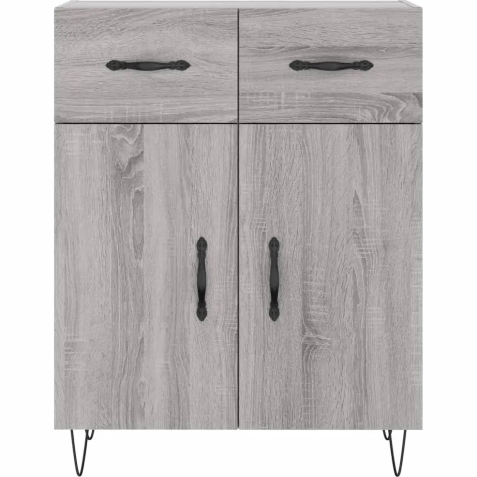 vidaXL Dressoir 69,5x34x90 cm bewerkt hout grijs sonoma eikenkleurig, foto 4