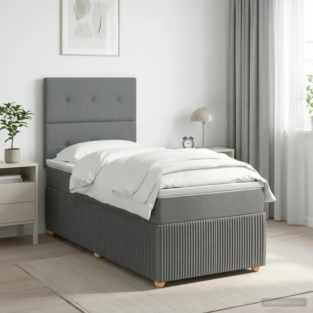 vidaXL Boxspringbed met matras Donkergrijs 80 x 200 cm Stof