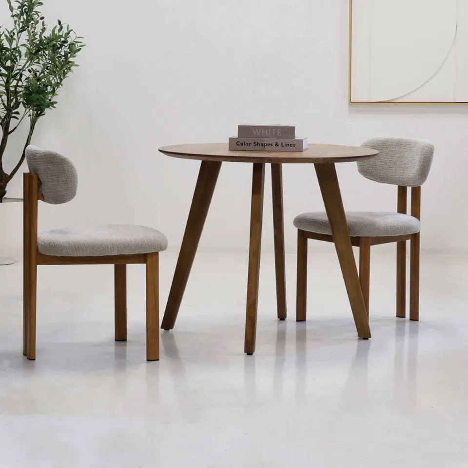 Giga Meubel Eettafel Oslo Rond - Mangohout - Naturel - 90x90x76cm, foto 4
