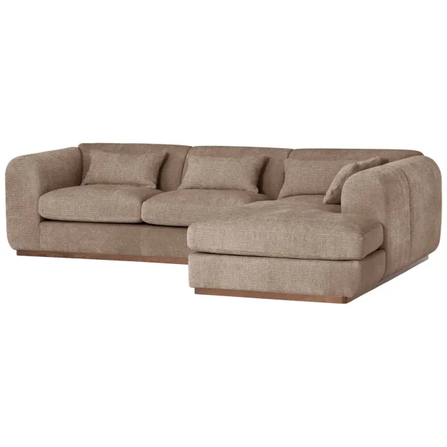 WOOOD Brenvo Hoekbank Rechts - Structure Velvet - Zand - 73x306x178 light brown
