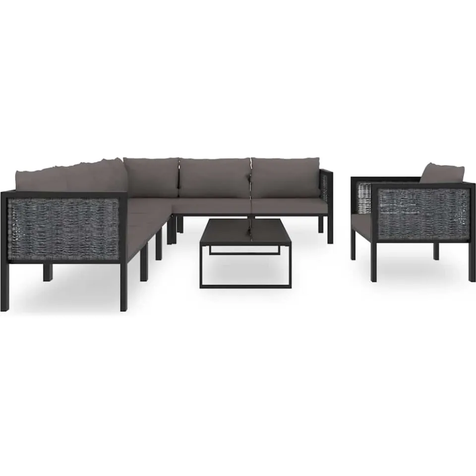 vidaXL 8-delige Loungeset met kussens poly rattan antraciet Anthraciet