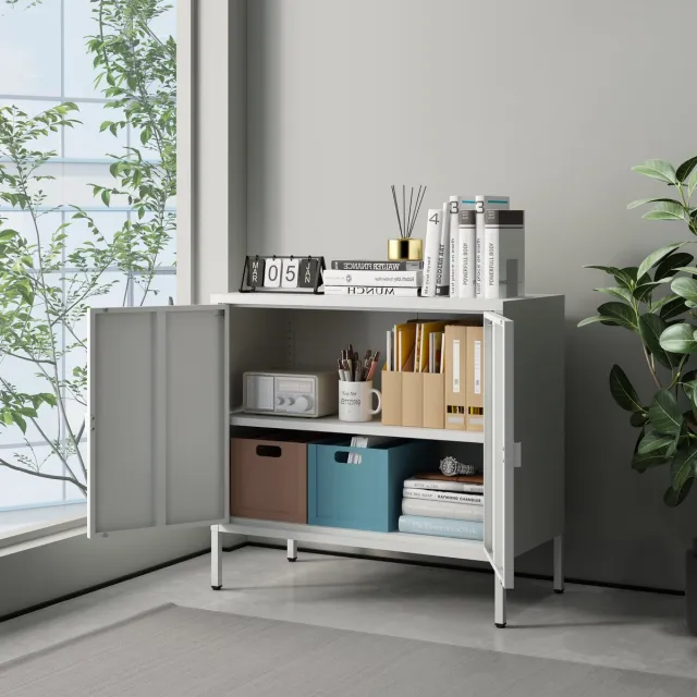 Archiefkast Hailuoto 75x80x40 cm lichtgrijs [en.casa]