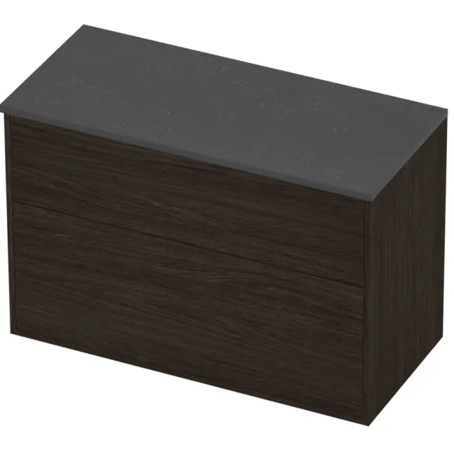 Proline Deck Badmeubelset Hardsteen Voor Grepen Asymmetrisch 100x46x67 cm Blue Stone Mokka Oak Eiken