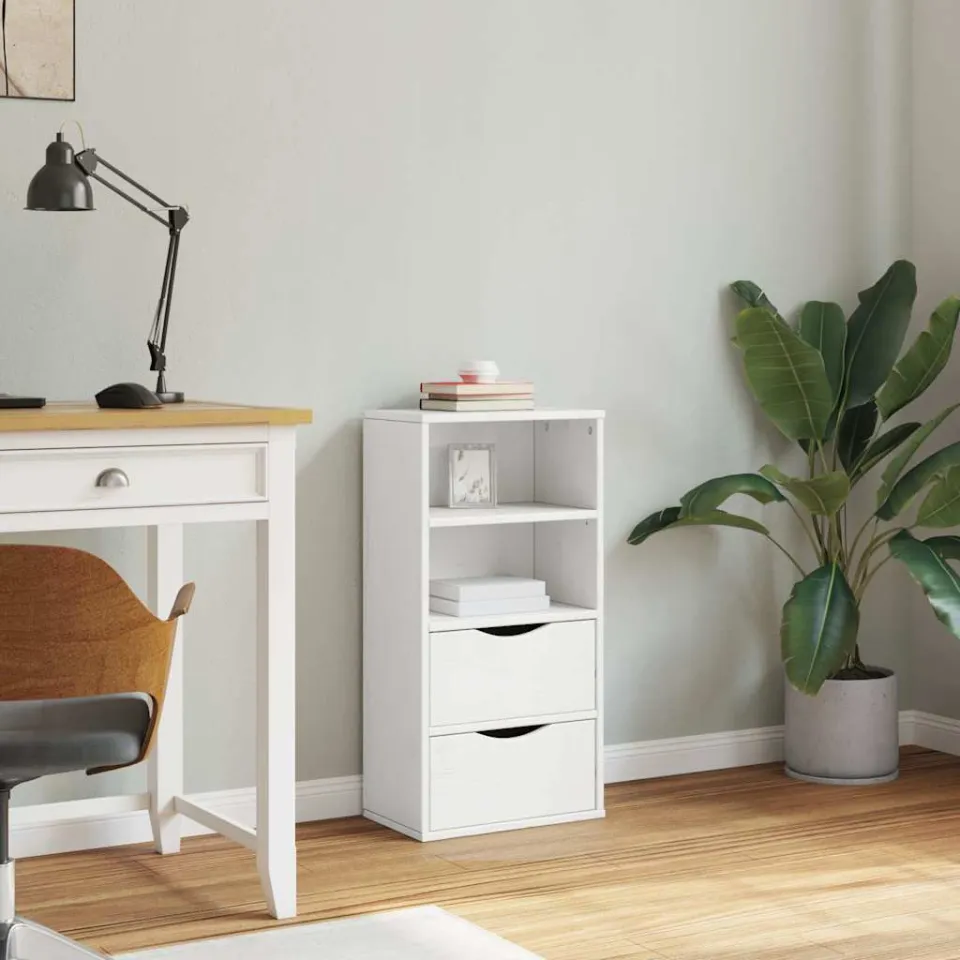 vidaXL Bijzetkast met lades ODDA 40x24x79 cm massief grenenhout wit, foto 4