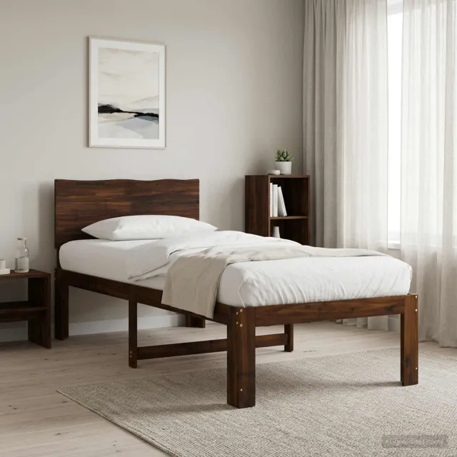 vidaXL Eenpersoonsbed met hoofdbord ROSTOCK Donkerbruin 90 x 190 cm bruin