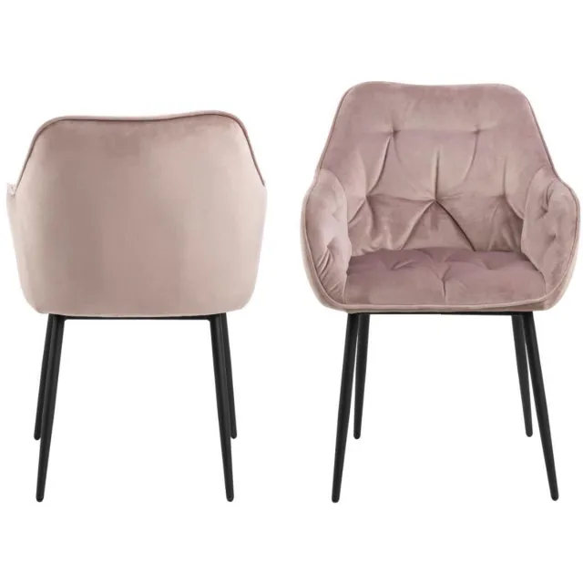 Giga Living Eetkamerstoel Zion Met Armleuning Roze - Giga Living - Set van 2