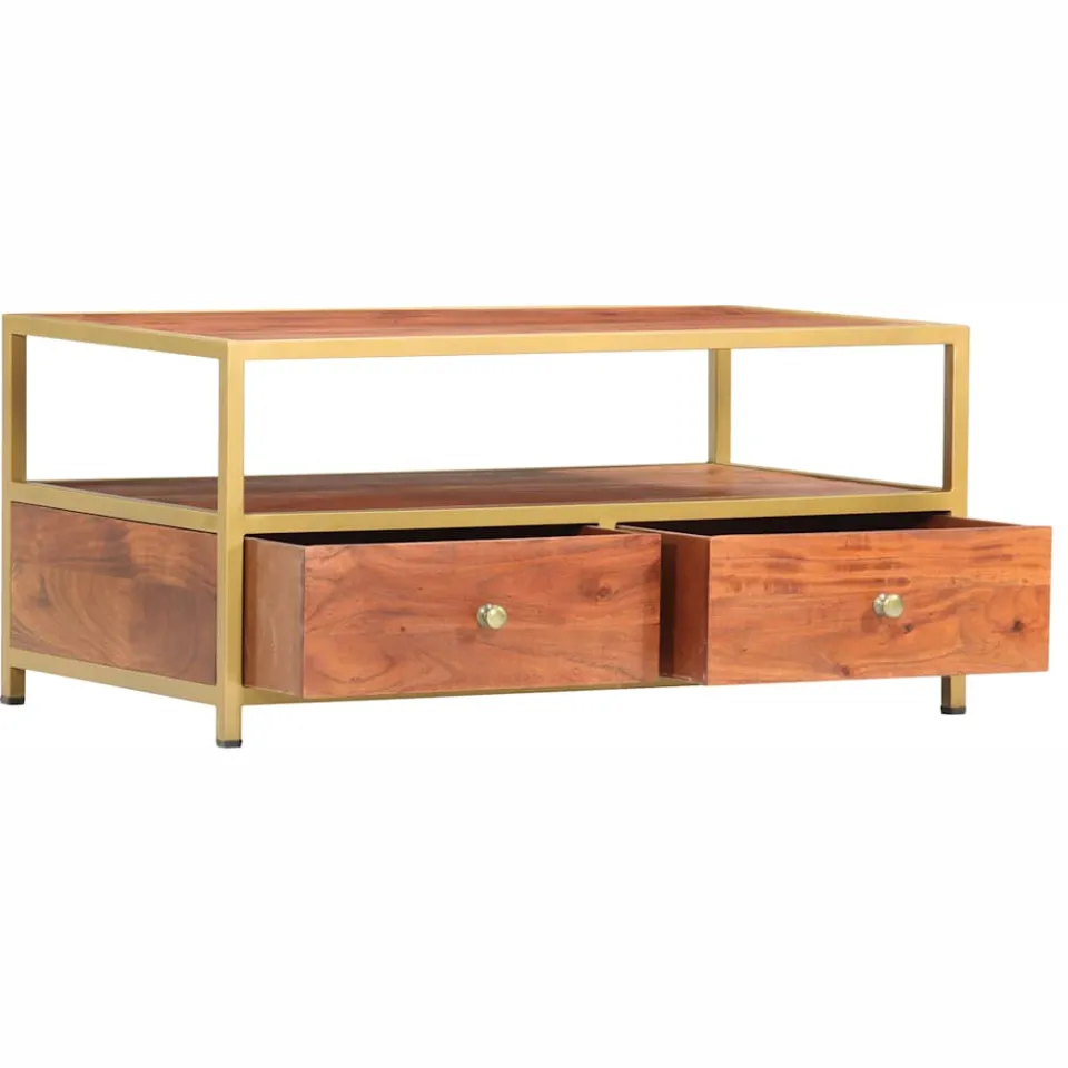 vidaXL Salontafel 90x50x40 cm massief acaciahout bruin, foto 2