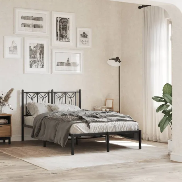 vidaXL Bedframe met hoofdbord metaal zwart 120x190 cm