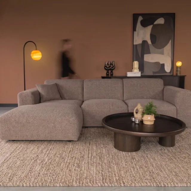 Meubelplaats Hoekbank Kiki Retro bliss 18 - chaise longue arm links + 2-zits arm rechts - 282x165 cm - Taupe