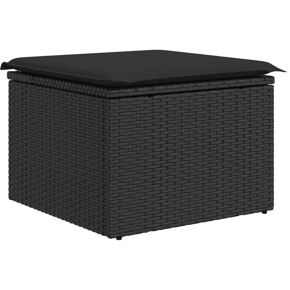 vidaXL 5-delige Loungeset met kussens poly rattan zwart