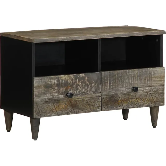 vidaXL Tv-meubel 70x33,5x46 cm massief mangohout lichtgrijs