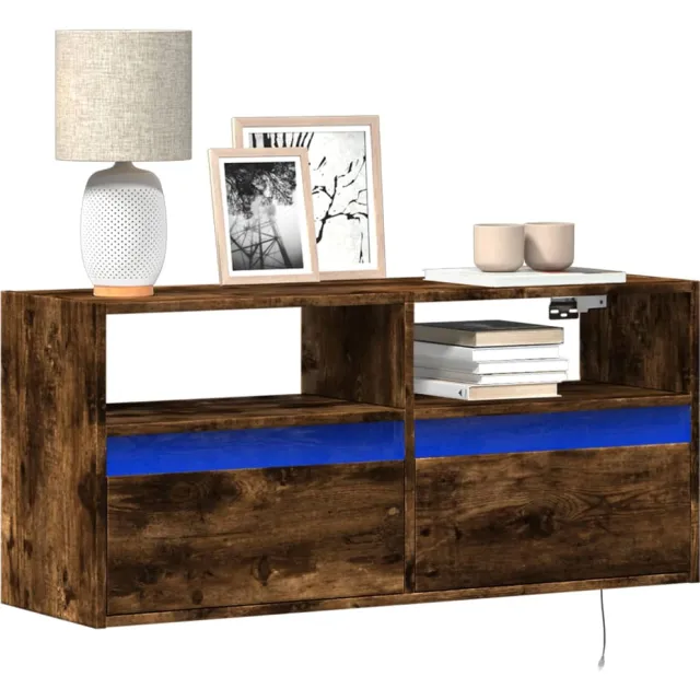 vidaXL Tv-wandmeubel met LED-verlichting 100x31x45 cm gerookt eiken Bruin