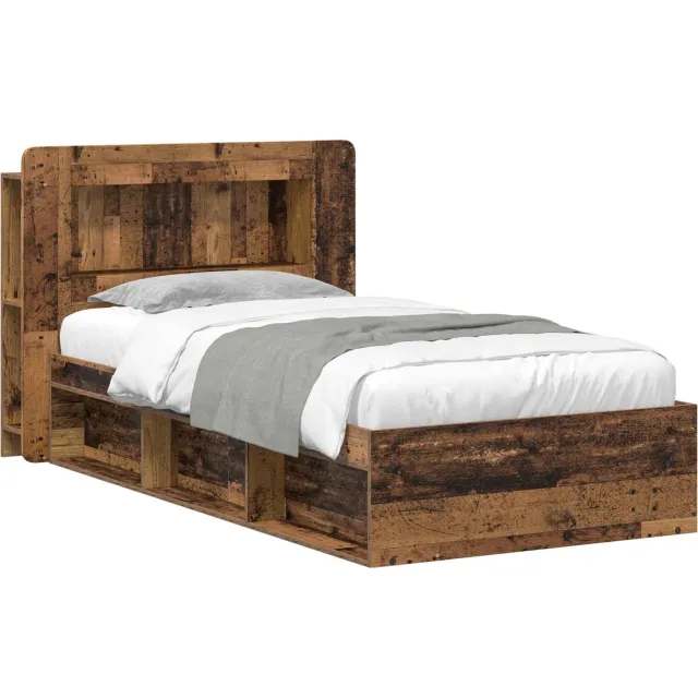 vidaXL Bedframe met opslag Oud hout 80 x 200 cm Bewerkt hout Bruin