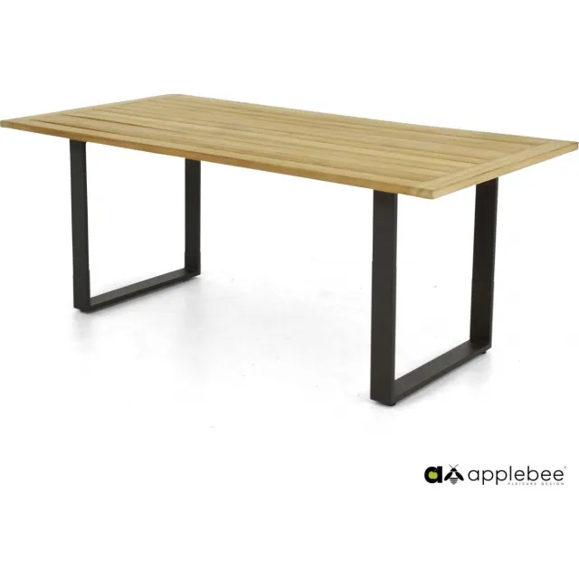 Apple Bee Condor dining table 190x90x75, top SVLK teak Natural, base aluminium Black