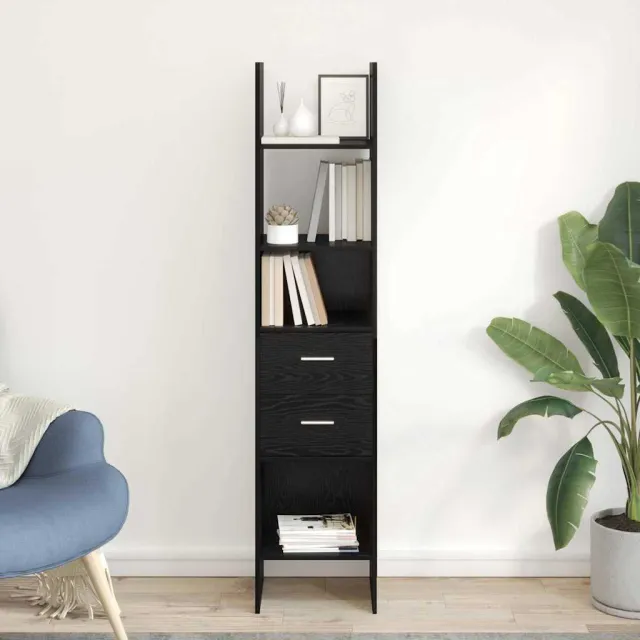 vidaXL Boekenkast 2-laags 40 x 35 x 180 cm Bewerkt hout Zwart eiken, foto 2