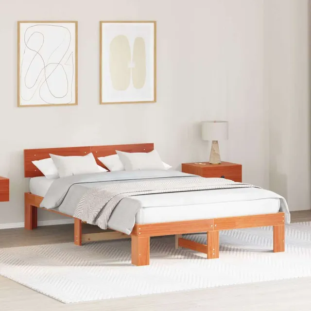 vidaXL Bedframe Wasbruin 120 x 200 cm Massief grenenhout