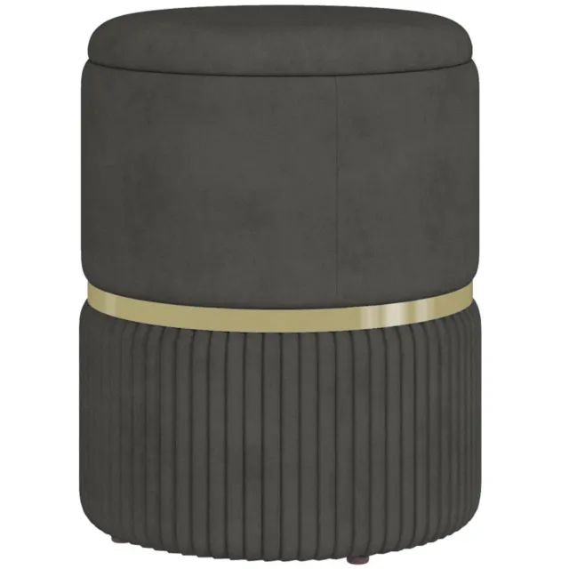 ZYLARO Voetenbank - Corduroyvelours - Opbergkruk - 36 x 36 x 44 cm - Voor woonkamer en slaapkamer - Grijs