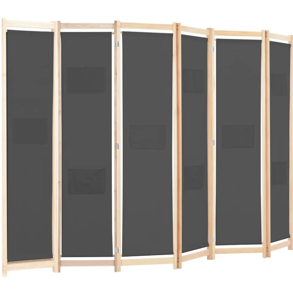 vidaXL Kamerscherm met 6 panelen 240x170x4 cm stof grijs, foto 3