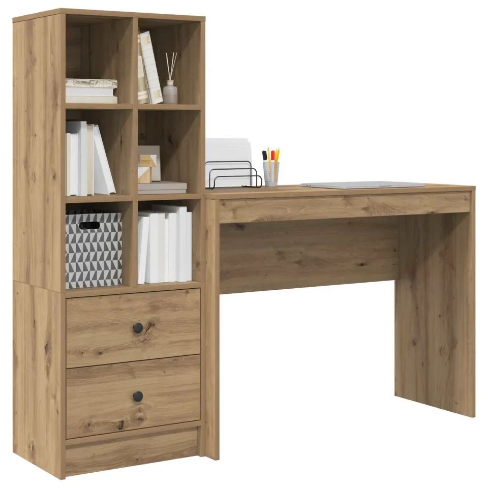 vidaXL Bureau Artisan Eiken 145,5 x 40 x 127 cm 2 st Bruin