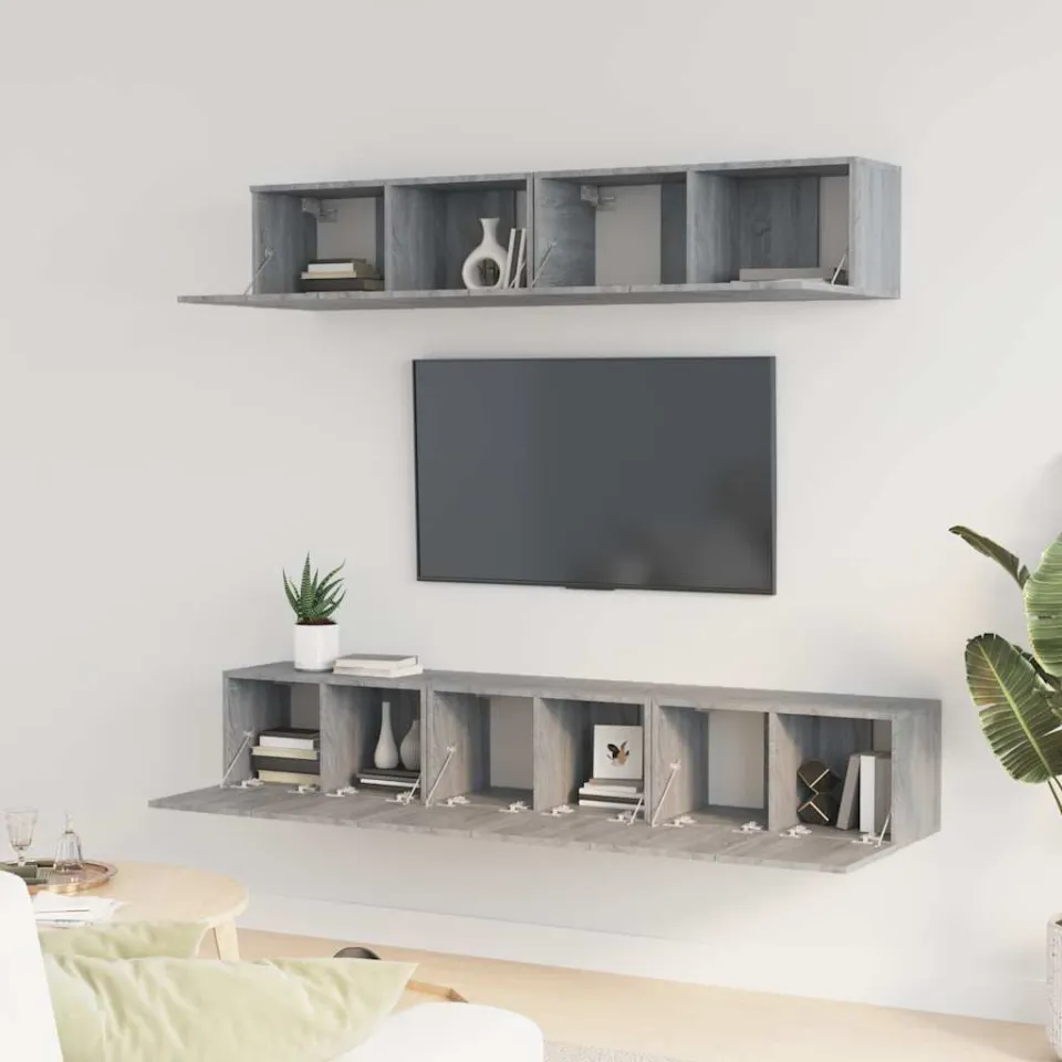 vidaXL 5-delige Tv-meubelset bewerkt hout grijs sonoma eikenkleurig, foto 3