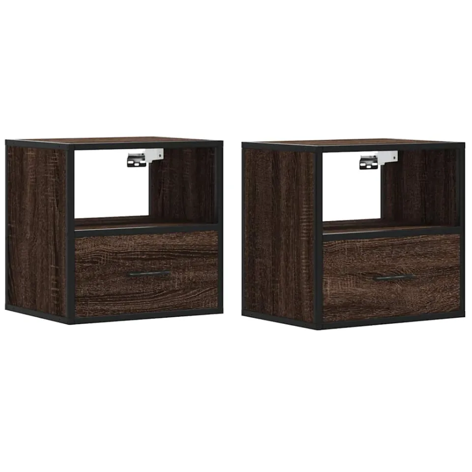 vidaXL Nachtkastjes 2st wandgemonteerd 40x31x39,5cm bruin eikenkleurig