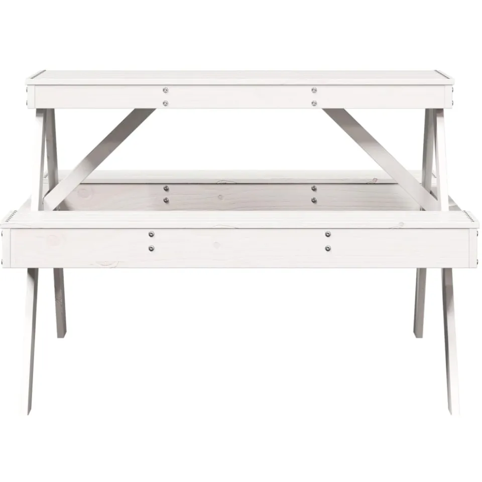 vidaXL Picknicktafel 105x134x75 cm massief grenenhout wit, foto 4