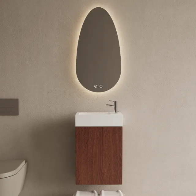 Boss & Wessing Toiletmeubel Set BWS Riga Choco Eiken 40 cm Fontein Glans Wit