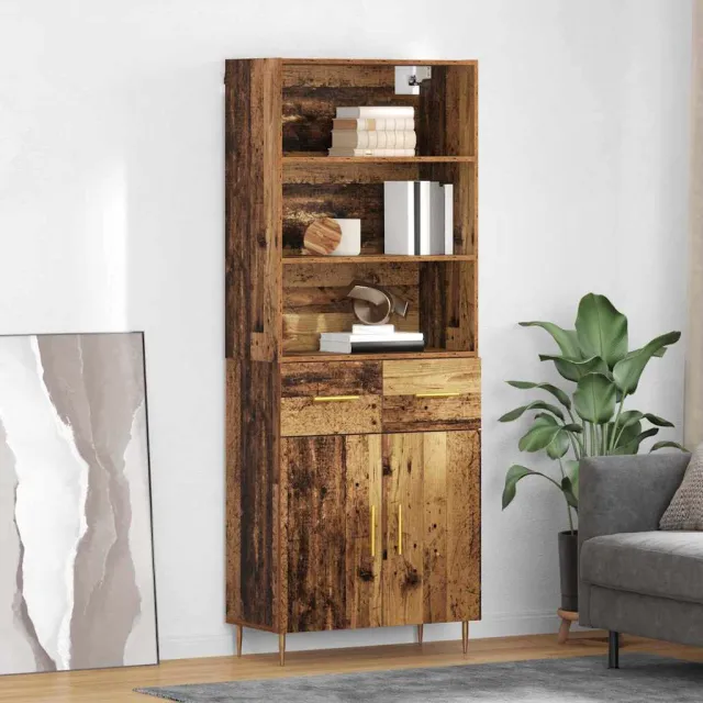vidaXL Hoge kast Oudhout 69,5 x 34 x 180 cm Bewerkt hout bruin, foto 2