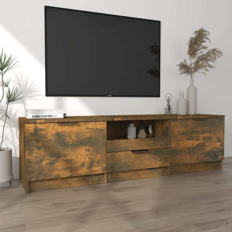 vidaXL Tv-meubel 140x35x40 cm bewerkt hout gerookt eikenkleurig, foto 3