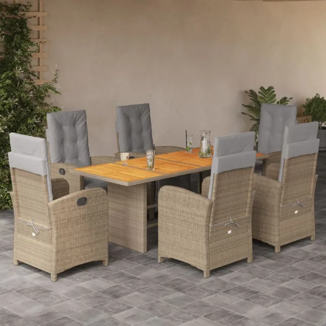 vidaXL 7-delige Tuinset met kussens poly rattan beige, foto 2