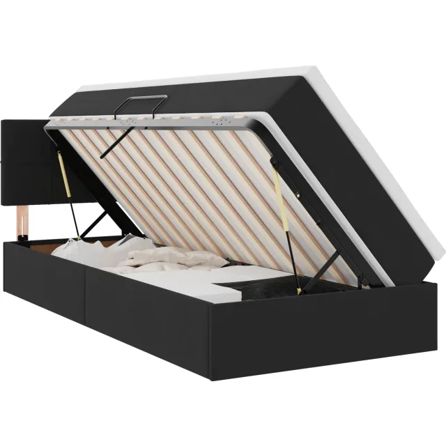 vidaXL LED Opslagbed met Matras Zwart 90 x 190 cm Fluweel