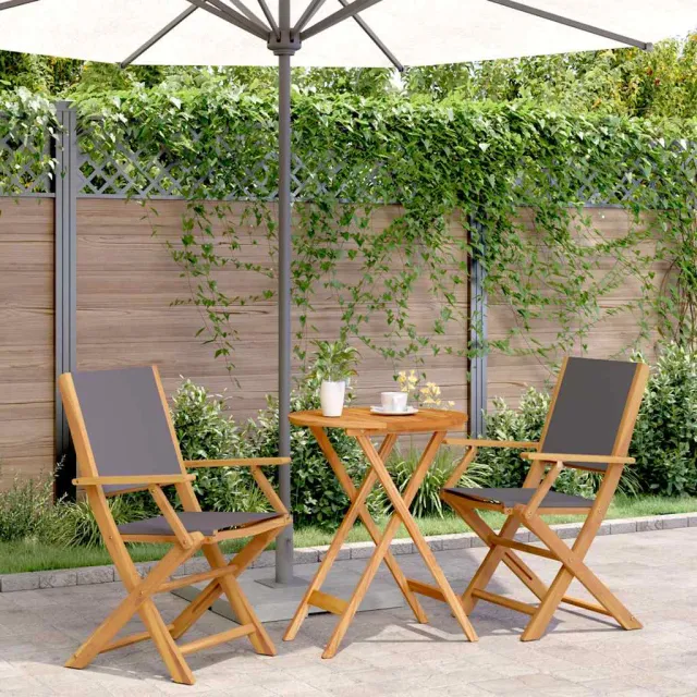 vidaXL 3-delige Bistroset stof en massief hout antracietkleurig, foto 2