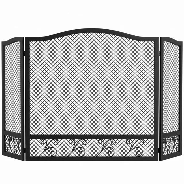 Homcom Haardscherm - Metaal - 107 x 1 x 60 cm - Zwart