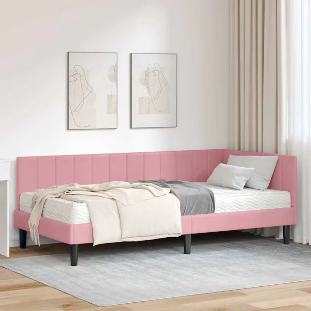 vidaXL Hoekbedframe met Matras 2 st Roze 100 x 200 cm Fluweel