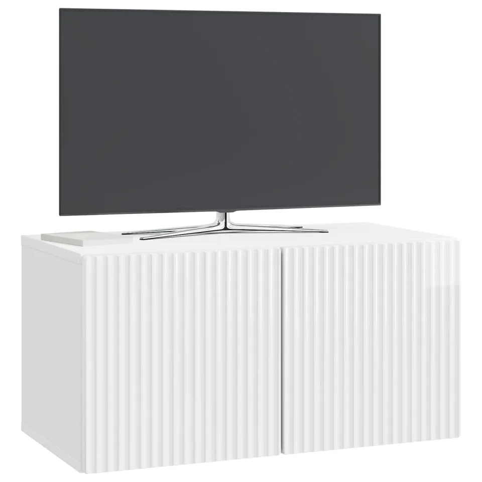 vidaXL Wandbeugel TV-kast 59,5 x 31 x 30 cm Hoogglans Wit Bewerkt hout