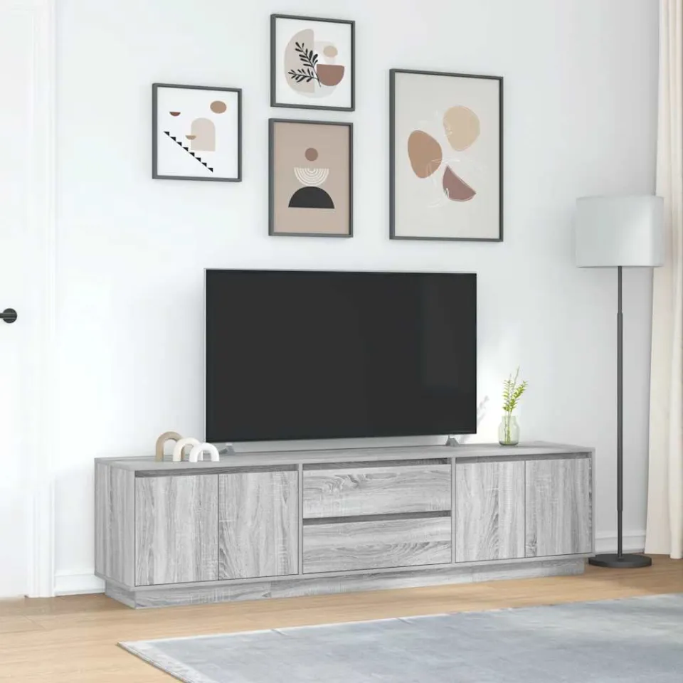 vidaXL Tv-meubel met LED-verlichting 193,5x41x50 cm grijs sonoma eiken, foto 3