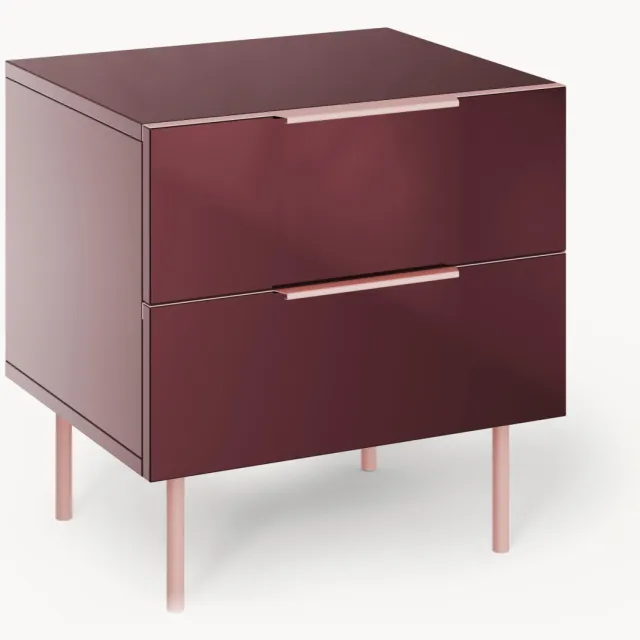Westwing Collection Hoogglans nachtkastje Lennie Roze, Wijnrood