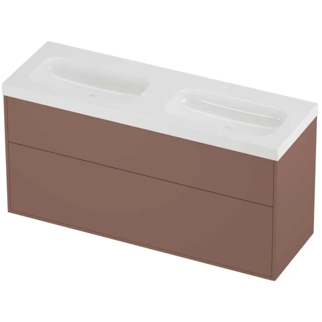 Proline Haga Badmeubelset Polystone Mezza Dubbel 140x46x73 cm Glans Wit Beauty Blush Rosé Goud