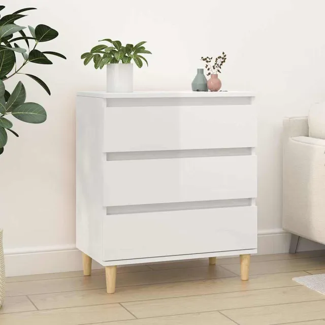 vidaXL Dressoir 60x35x70 cm bewerkt hout hoogglans wit, foto 2