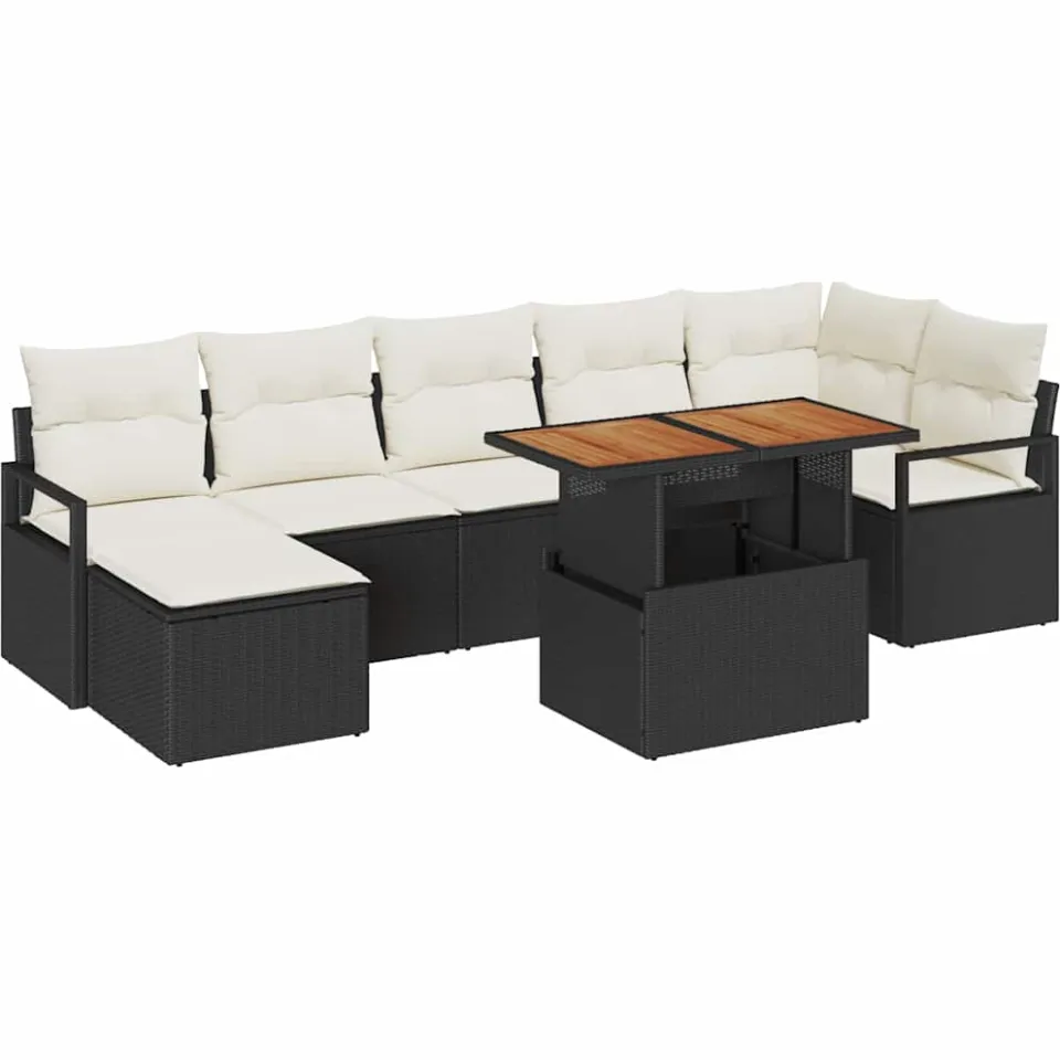 vidaXL Tuinbankenset 8 st Zwart en Crème
