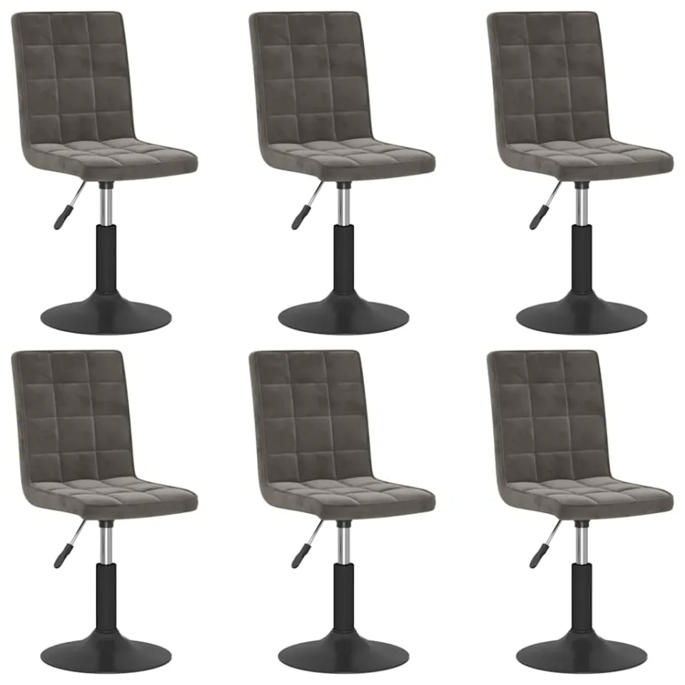 vidaXL Eetkamerstoelen draaibaar 6 st fluweel donkergrijs grijs, foto 3