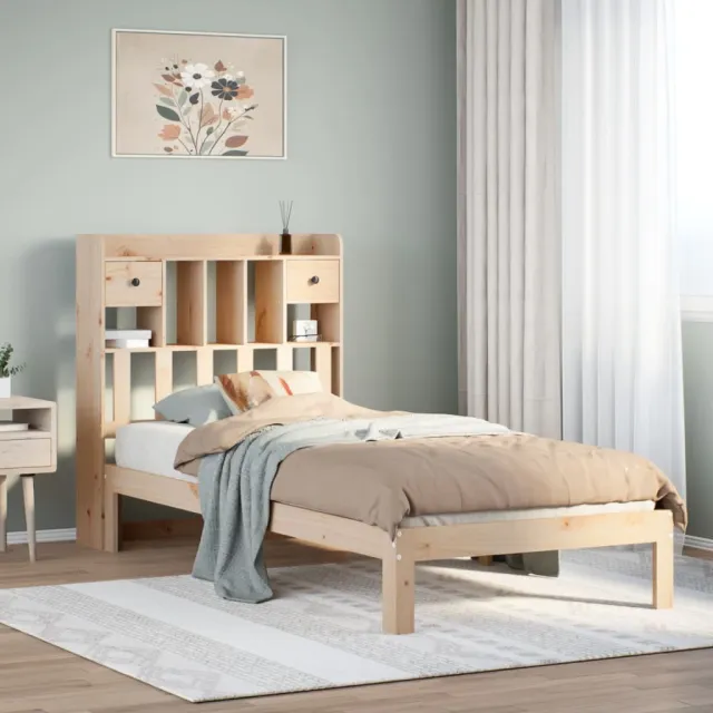 vidaXL Bed met boekenkast zonder matras massief grenenhout 90x200 cm bruin