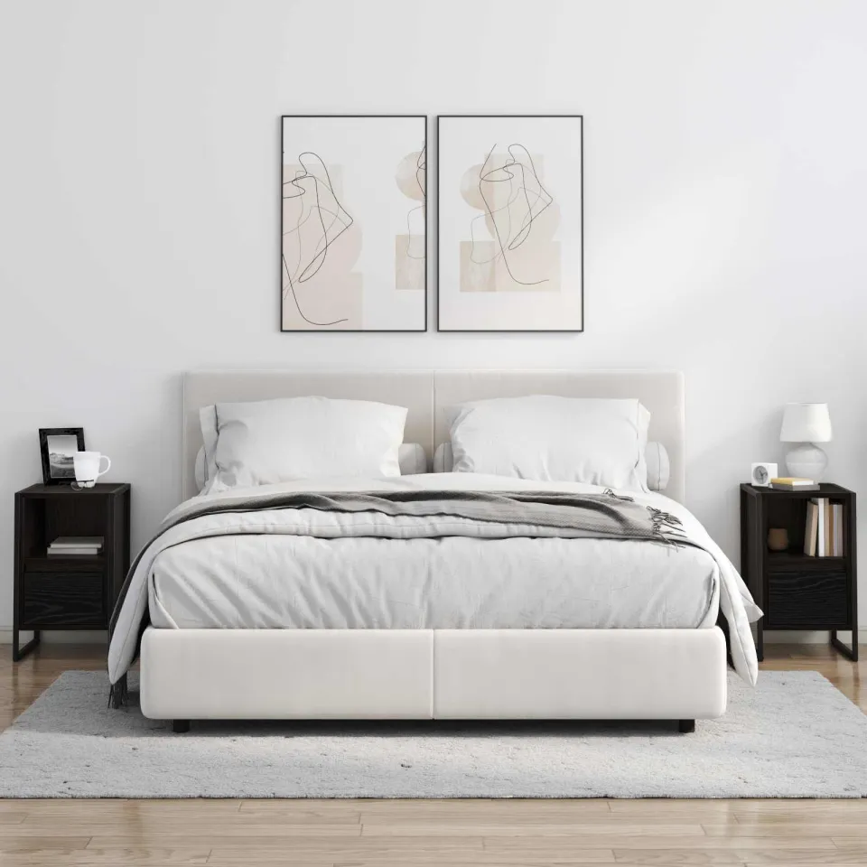 vidaXL Nachtkastje 2 st Zwart Eiken 39,5 x 30 x 50 cm Bewerkt hout, foto 4