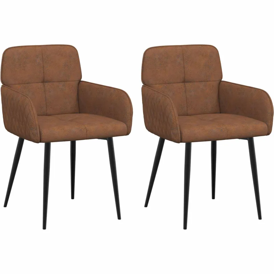 vidaXL Eettafelstoelen 2 st Nep Suede Leer Bruin 59 x 56,5 x 85 cm, foto 3