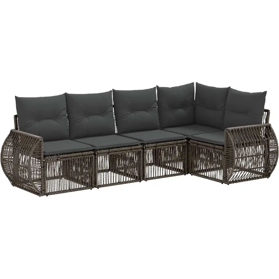 vidaXL Tuinbankenset 5 st 5-zits Grijs en Donkergrijs poly rattan, foto 3