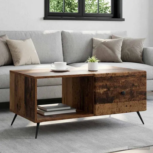 vidaXL Salontafel Oud hout 90 x 50 x 40 cm Bewerkt hout Bruin