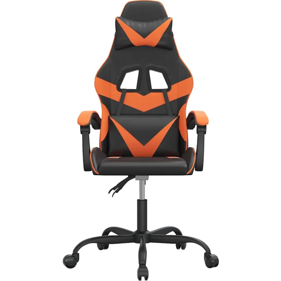 vidaXL Gamestoel draaibaar kunstleer zwart en oranje