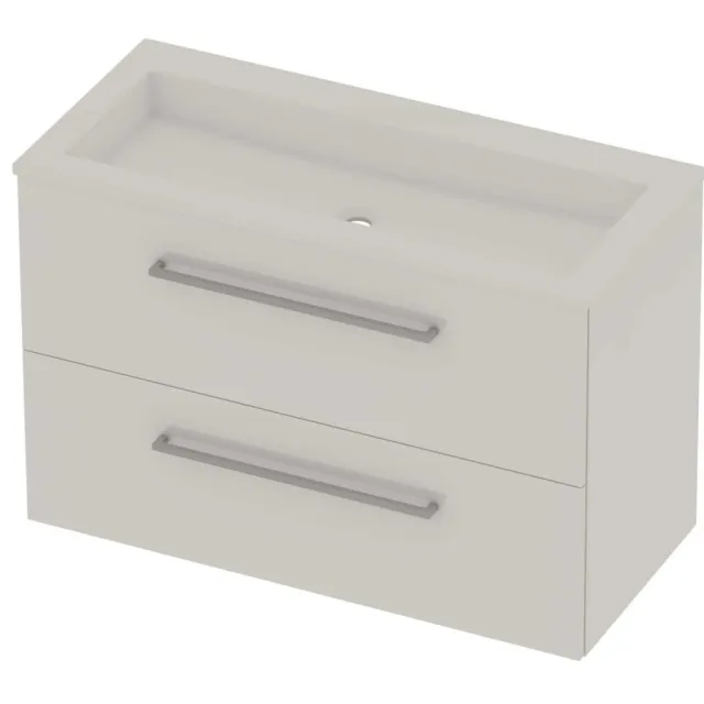 Basic-Line Aura 46 Badmeubelset Acryl Zonder Kraangat Voor Grepen 100x46x62 cm Ice White Glans Wit